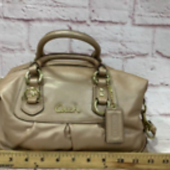 Coach Ashley Women's Bronze Leather Double Handle Strap Shoulder Handbag Purse - Picture 2 of 7